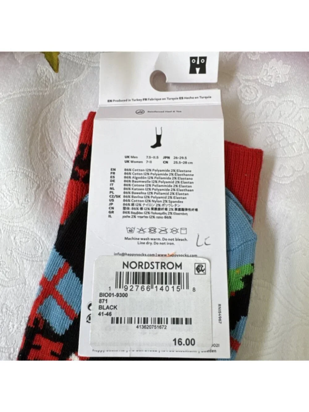 Happy Socks Medium 8-12 Crew Socks Snowmen Christmas Holiday Novelty 41-46 NEW